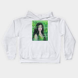 Peridot mermaid with seahorses by Renee Lavoie Kids Hoodie